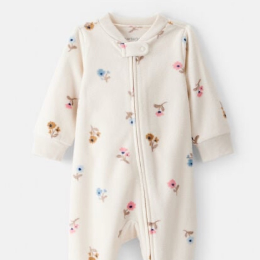 Floral Baby Onesie with Zipper Carters Brand New 3 Months Fleece